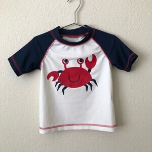 Carter’s red white navy blue crab short sleeve rashguard top
